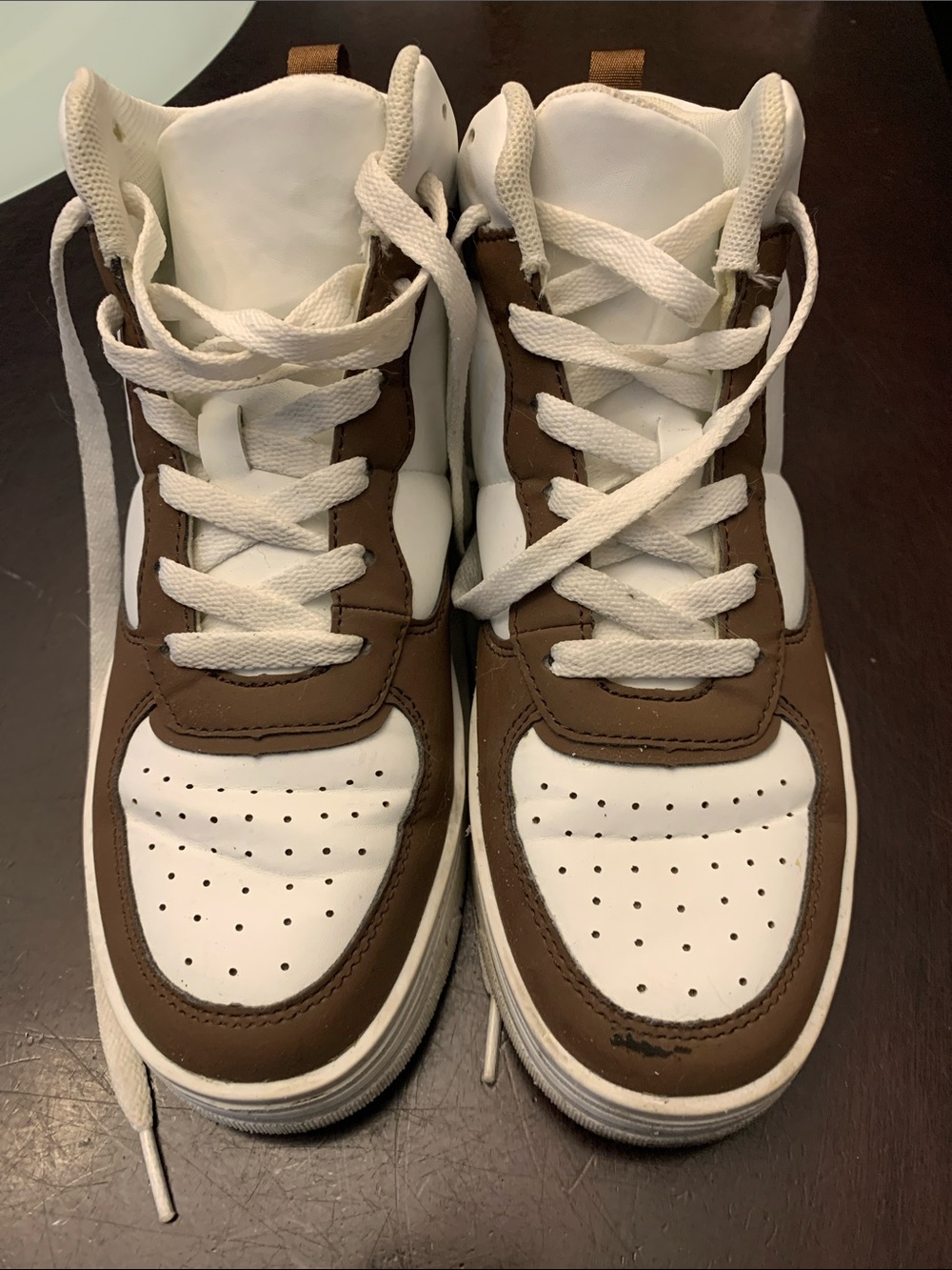 Women’s High-Top Sneakers in White and Brown